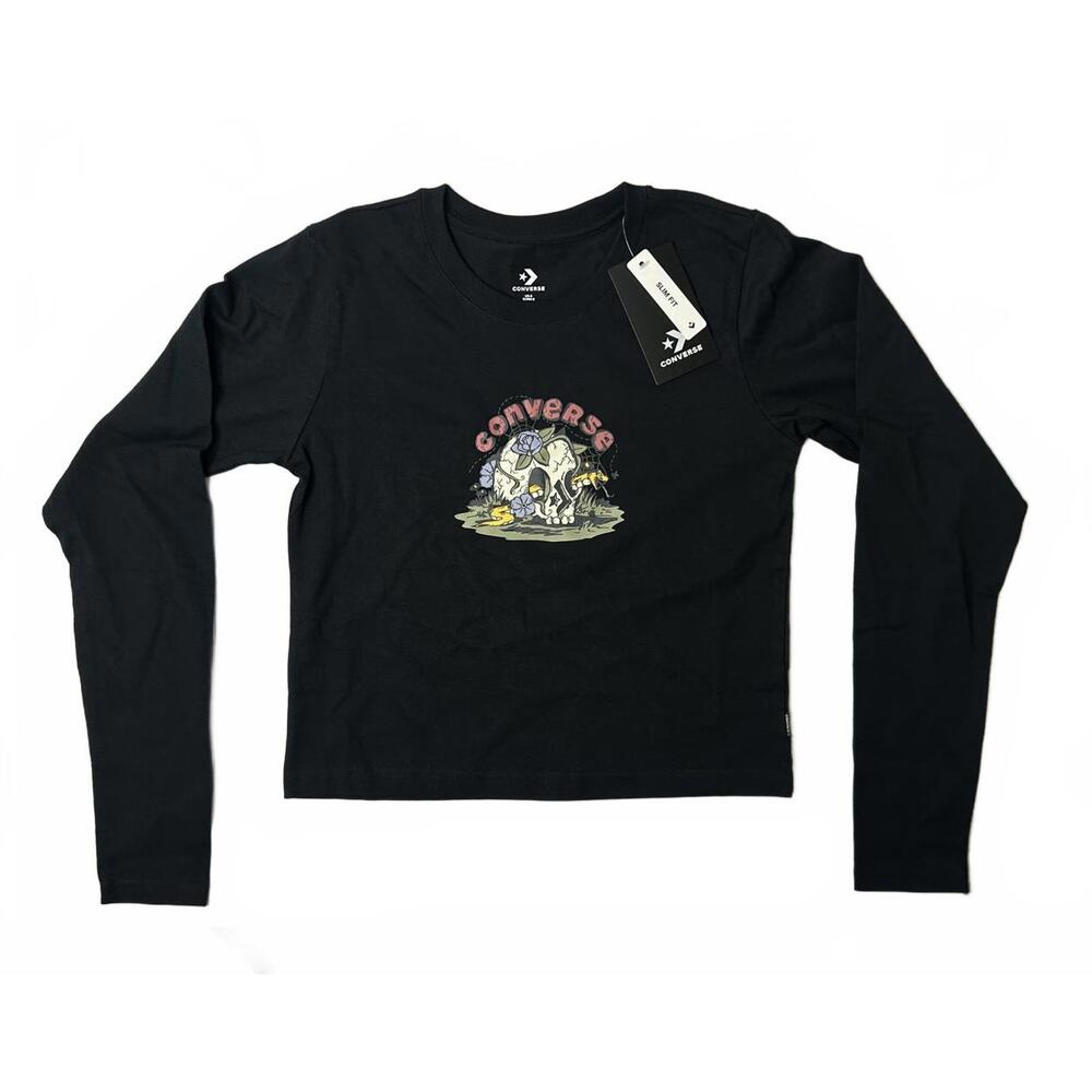 Converse girls Long Sleeve Activewear Top Black Size Medium